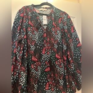 LOFT Women's Floral Blouse - Red, Black, and Blue
